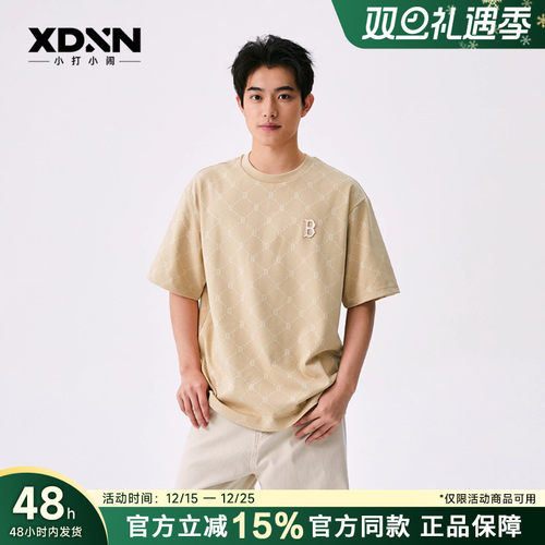 MLB 25秋季官方张凌赫同款短袖男钻石老花宽松半袖透气女T恤TSM01