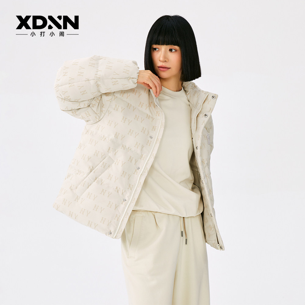 MLB官方25秋冬新款男女情侣鹅绒保暖立领防水防泼老花羽绒服DJM05