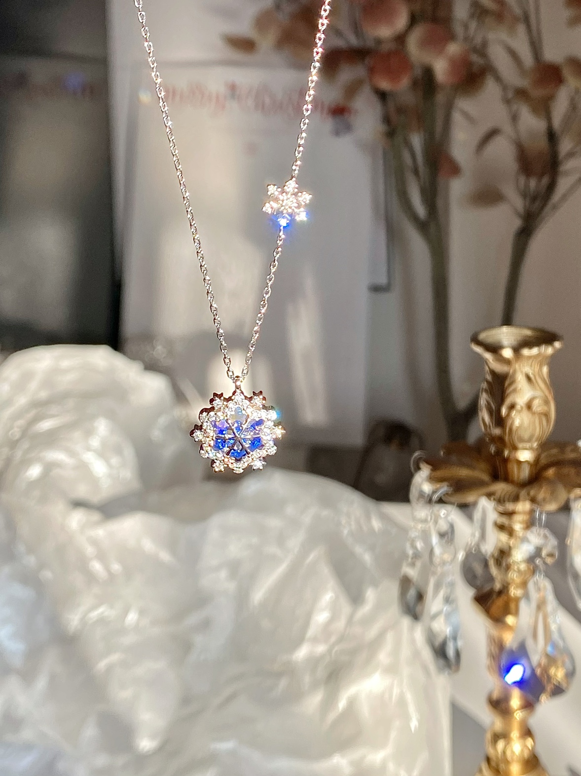 橘子酱银饰 / 幻彩雪花项链s925银精致高级感锁骨链女圣诞礼物