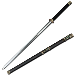 龙泉神龙螭虎秦剑双手长剑纯手工刀剑花纹钢宝剑羽毛纹硬剑未开刃