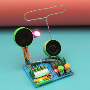 充电双喇叭旋钮收音机 stem创意小礼物 diy无线电手工课作业套件