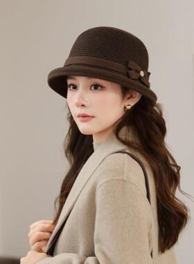 帽子女2026新款时尚潮流秋冬冷帽女保暖渔夫帽女显脸小毛呢礼帽子