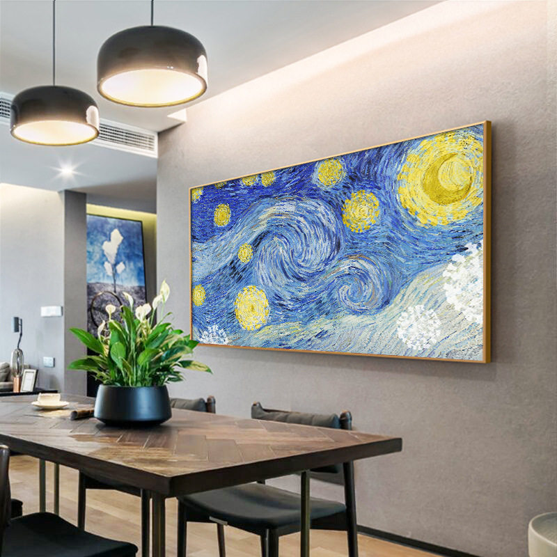 莫奈印象油画餐厅装饰画手绘名画现代抽象客厅背景墙卧室床头挂画