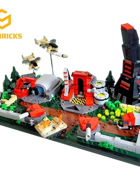 SETbricks游戏周边红色警戒NOD基地小颗粒拼装积木益智玩具