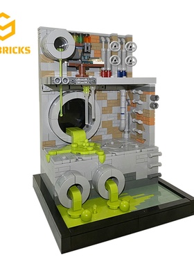 SETbricks影视场景忍者神龟下水道建筑小颗粒拼装积木益智玩具