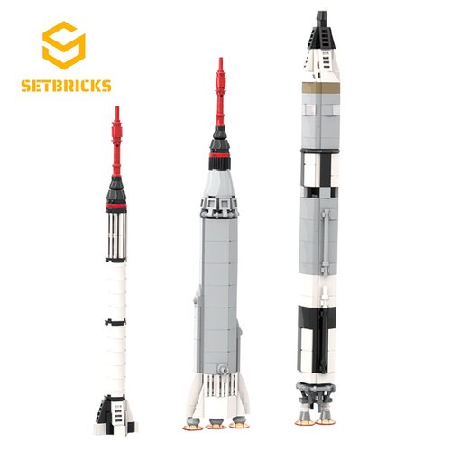 SETbricks太空航天水星座和双子座火箭小颗粒拼装积木益智玩具