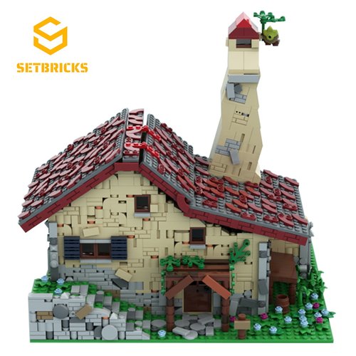 SETbricks任天堂游戏周边塞尔达传说林克的房子颗粒拼装益智积木