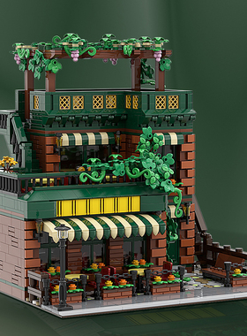 SETbricks小红书网红款咖啡屋三层楼可拆卸颗粒拼装积木益智玩具