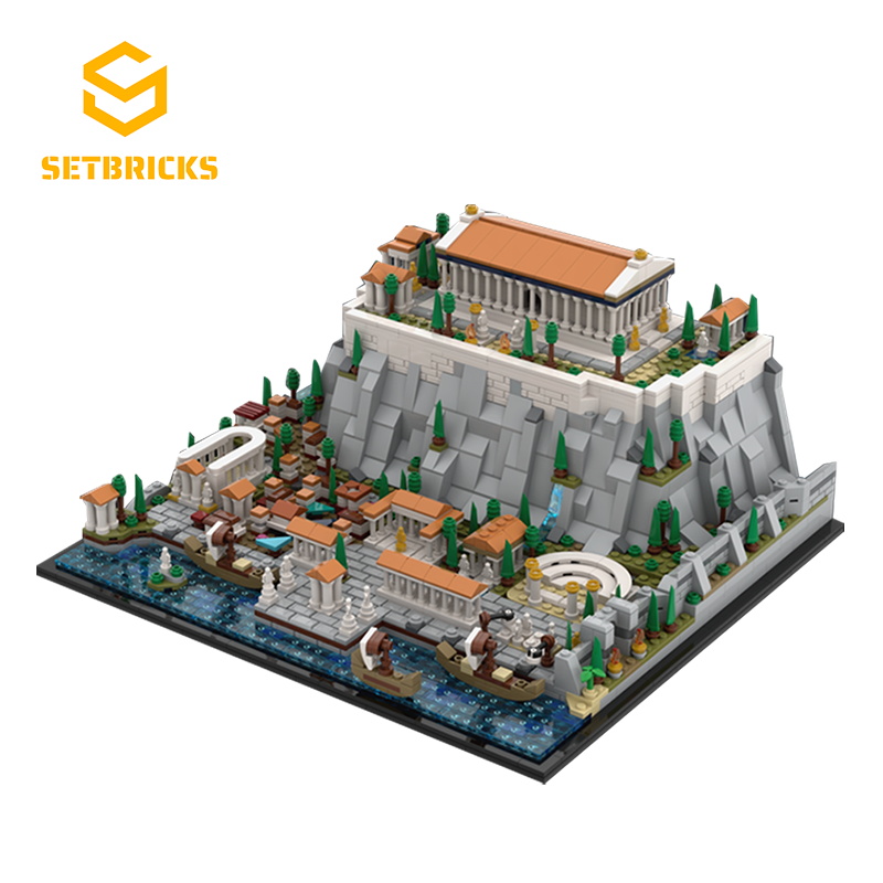 SETbricks中世纪建筑雅典卫城lego21058小颗粒拼装积木益智玩具