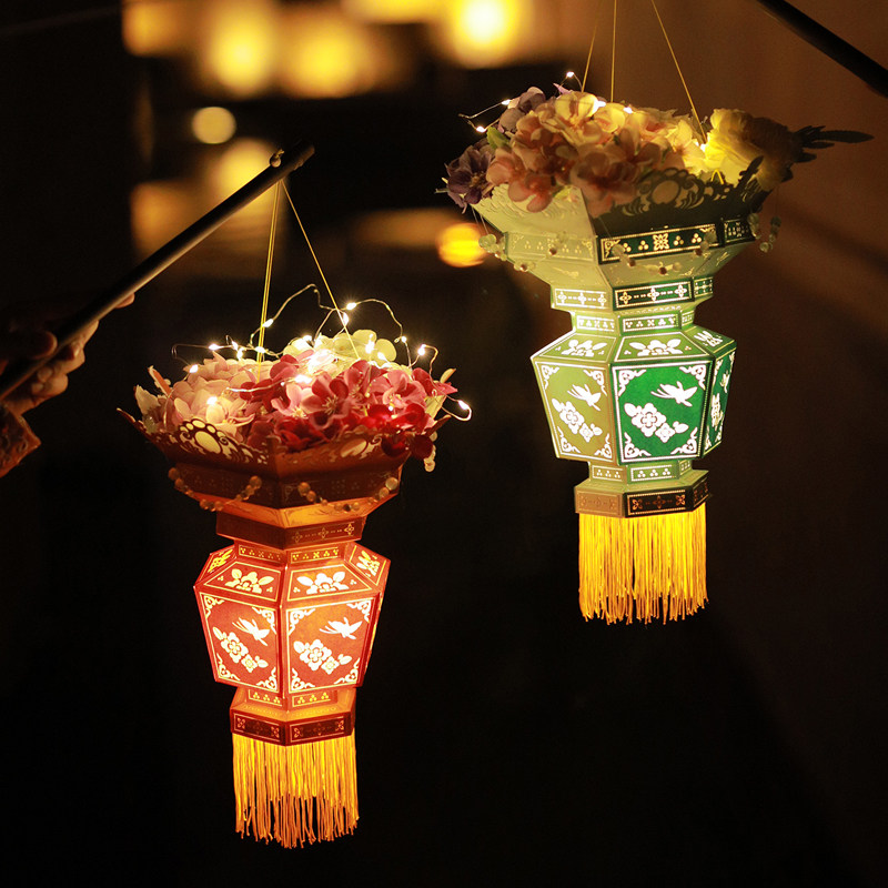 龙小伊文创古风非遗无骨花篮灯主题手工汉服拍照摄道具节庆包邮