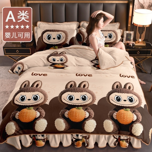 冬款加厚牛奶绒四件套毛绒单被套珊瑚绒双面绒床单裙保暖单件被罩