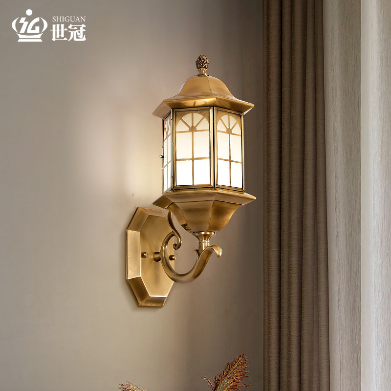 World crown courtyard Wall lamp All copper Wall lamp balcony outdoor Wall lights Courtyard villa indoor Wall lampin the Decoration main material , Lamps , Wall lamp  category - from Buy2taobao.com to provide professional Taobao agent buy service