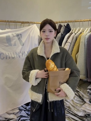 纯氧冬季新款时尚百搭宽松显瘦双面穿外套皮毛一体洋气百搭外套