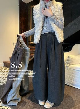 S-SHE56255正品冬季新款时尚百搭宽松显瘦卫裤洋气百搭加绒款