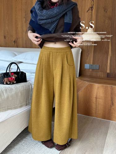 S-SHE56225秋季新款时尚百搭宽松显瘦卫裤洋气百搭羊绒裤