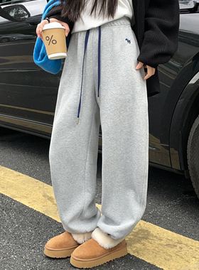 左维8573冬季新款时尚宽松显瘦卫裤洋气百搭裤加绒