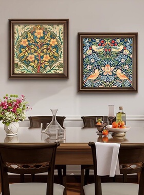复古花鸟图案装饰画客厅餐厅挂画