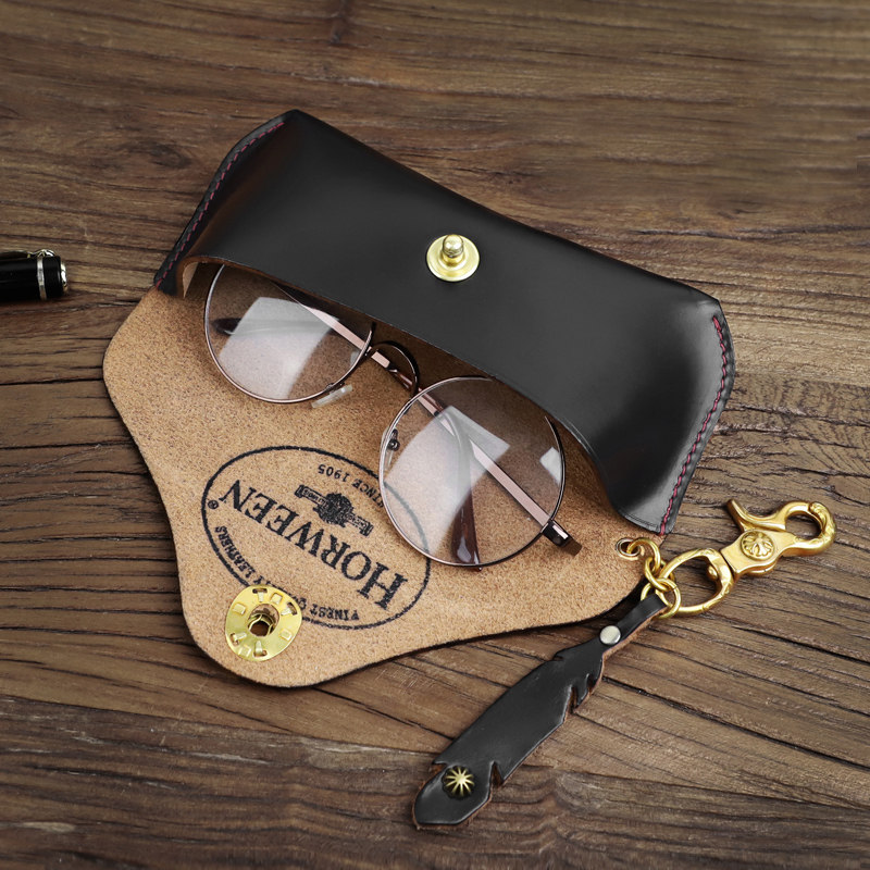 HORWEEN美国霍尔文油蜡牛皮眼镜包挂绳复古抗压手工太阳墨镜盒潮,收纳整理,眼镜收纳盒,淘宝优惠券,粉丝福利购,淘宝优惠卷
