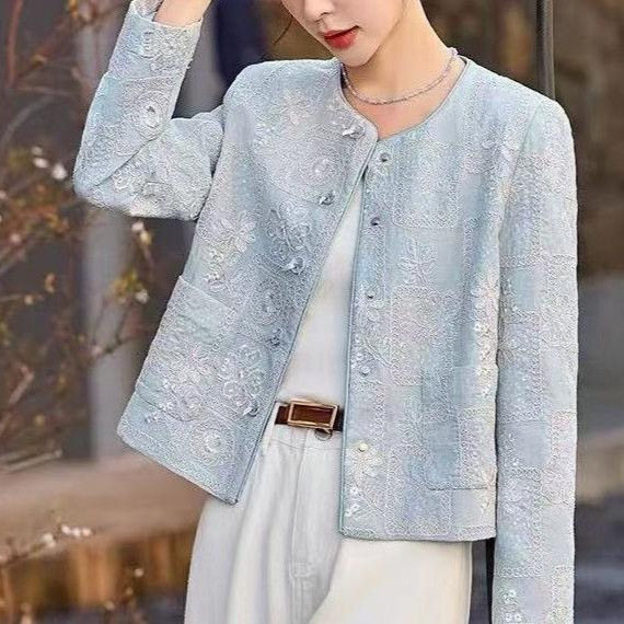 新中式国风短款外套女2025春季新款高级感小香风唐装重工刺绣上衣