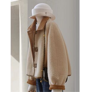 2025新款两面穿咖色仿麂皮绒外套女冬季高级感网红爆款羊羔毛上衣