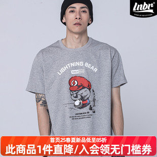 短袖 马里奥小熊印花大码 男休闲宽松街头T恤潮 夏季 LNBR熊电24新品