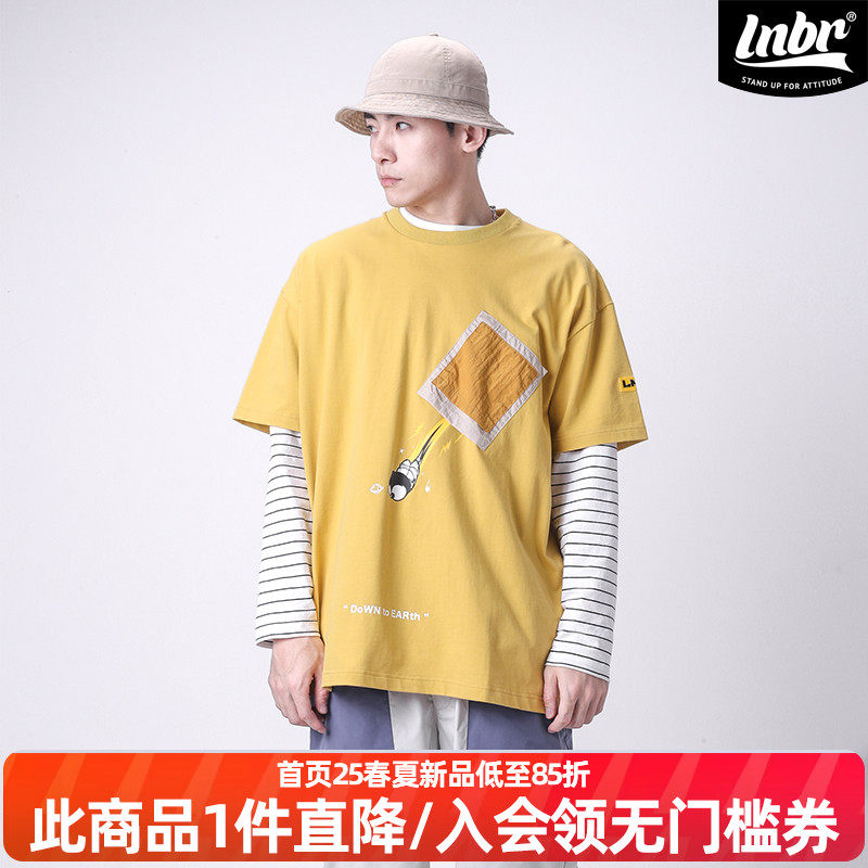 LNBR熊电夏新款oversize趣味小熊印花口袋短袖T恤宽松潮