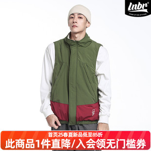 大码 LNBR 棉背心宽松美式 拼色加厚棉衣马甲男潮牌男女同款 24冬季