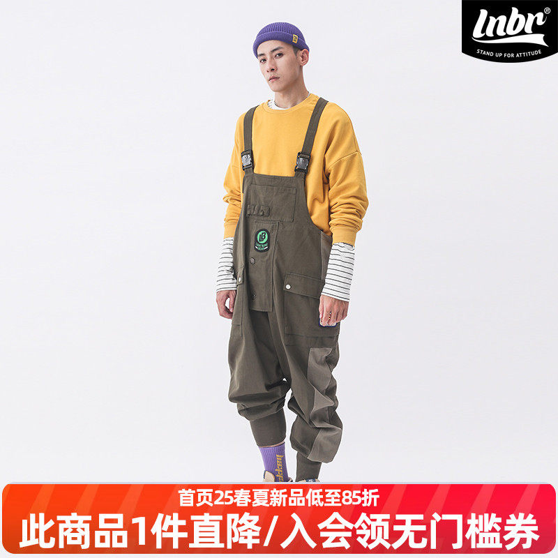 LNBR熊電秋新品休闲复古工装背带裤男女日系BF风休闲裤ins大码