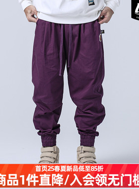 LNBR秋季新品紫色休闲裤男潮牌高街廓形锥形宽松工装裤大码