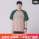 LNBR熊电夏季 潮 大码 复古拼色插肩袖 字母印花T恤男女3色入情侣短袖