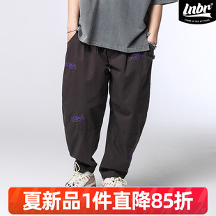 男阔腿宽松立体拼接休闲长裤 高街弯刀裤 美式 LNBR25春夏新品