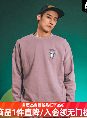 LNBR熊电秋冬新品紫色刺绣标圆领宽松套头卫衣男潮牌情侣街头