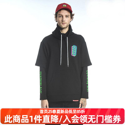 LNBR美式街头立领套头假两件卫衣