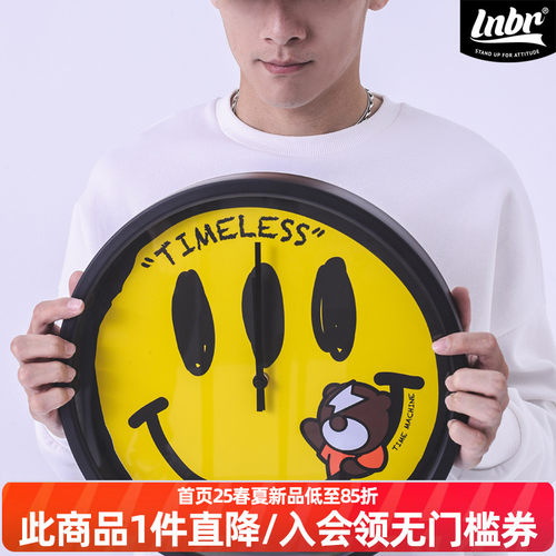 LNBR×Trouble Smile跨界联名笑脸时光机卡通创意挂钟原创潮