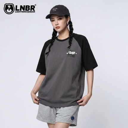LIGHTNING BEAR潮流纯棉大码短袖T恤男女夏季宽松透气色半袖男女