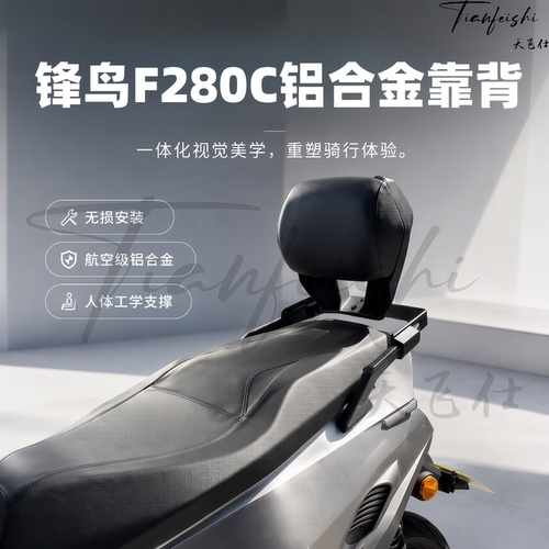 天飞仕适用锋鸟F280C铝合金后靠背改装尾翼摩托车后靠背腰靠配件