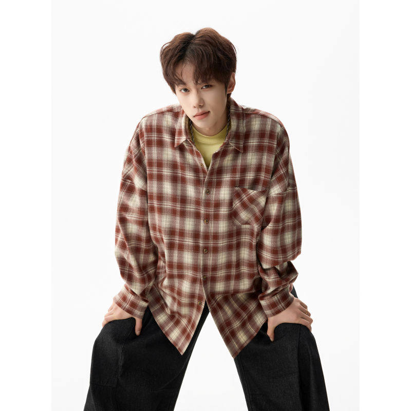 春季新款男士情侣潮流百搭格子长袖衬衫格子控上衣休闲百搭宽松款,男装,衬衫,淘宝优惠券,粉丝福利购,淘宝优惠卷