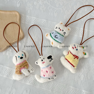 卡通软萌小狗公仔挂饰小猫小兔姓名贴包包装饰挂件少女心创意礼品