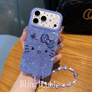 苹果18ProMax水钻手机壳女款iPhone17卡通Kt猫可爱16plus全包保护套15防摔14适用13mini满钻12带钻个性11镶钻