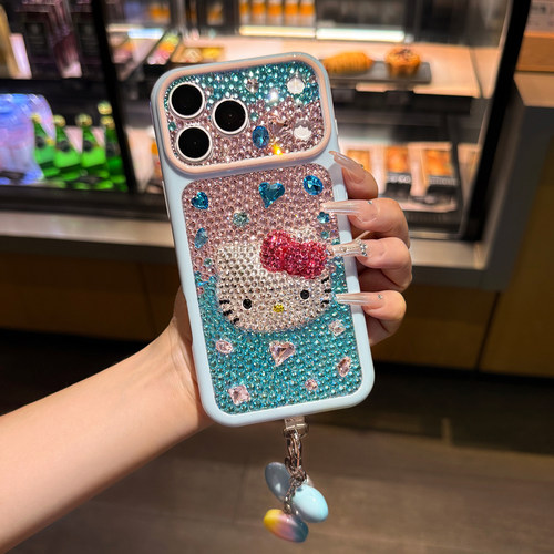 秒变iPhone18ProMax多巴胺水钻手机壳女款苹果17带钻石闪16plus卡通猫可爱15全包适用14防摔13镶钻12网红11新