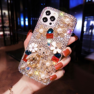 水钻小熊oppoReno12满钻手机壳高级感女潮reno11带钻石闪10网红新款9se保护套A98防摔Findx7时尚X6创意5奢华4