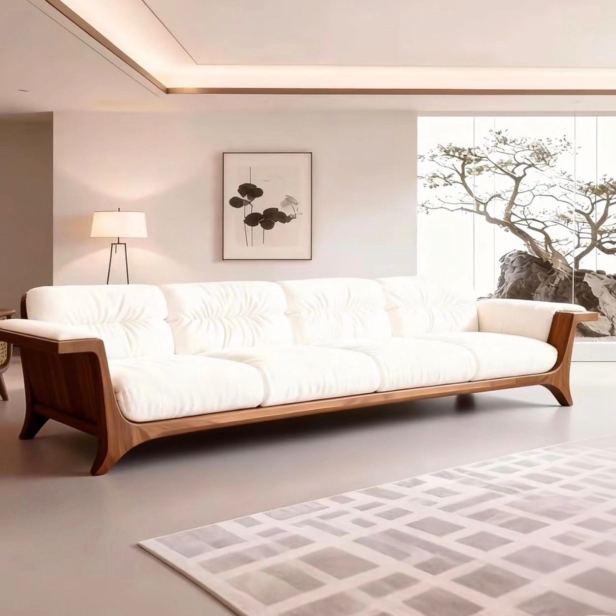 现代简约实木沙发客厅小户型黑胡桃木三人位松弛感设计师高端沙发