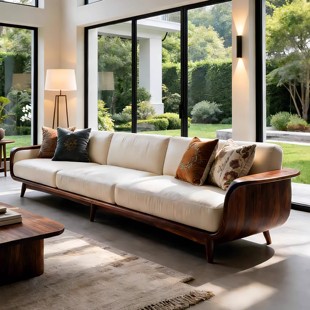 新中式黑胡桃木实木沙发现代简约轻奢高级感设计师款定制客厅家具