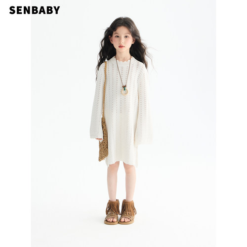 【现货】senbaby童装女童针织连衣裙2026春新款儿童毛衣裙针织裙