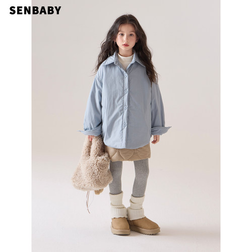 【新增170码】童装女童棉服两件套冬儿童棉衣衬衫卡其绗棉短裙