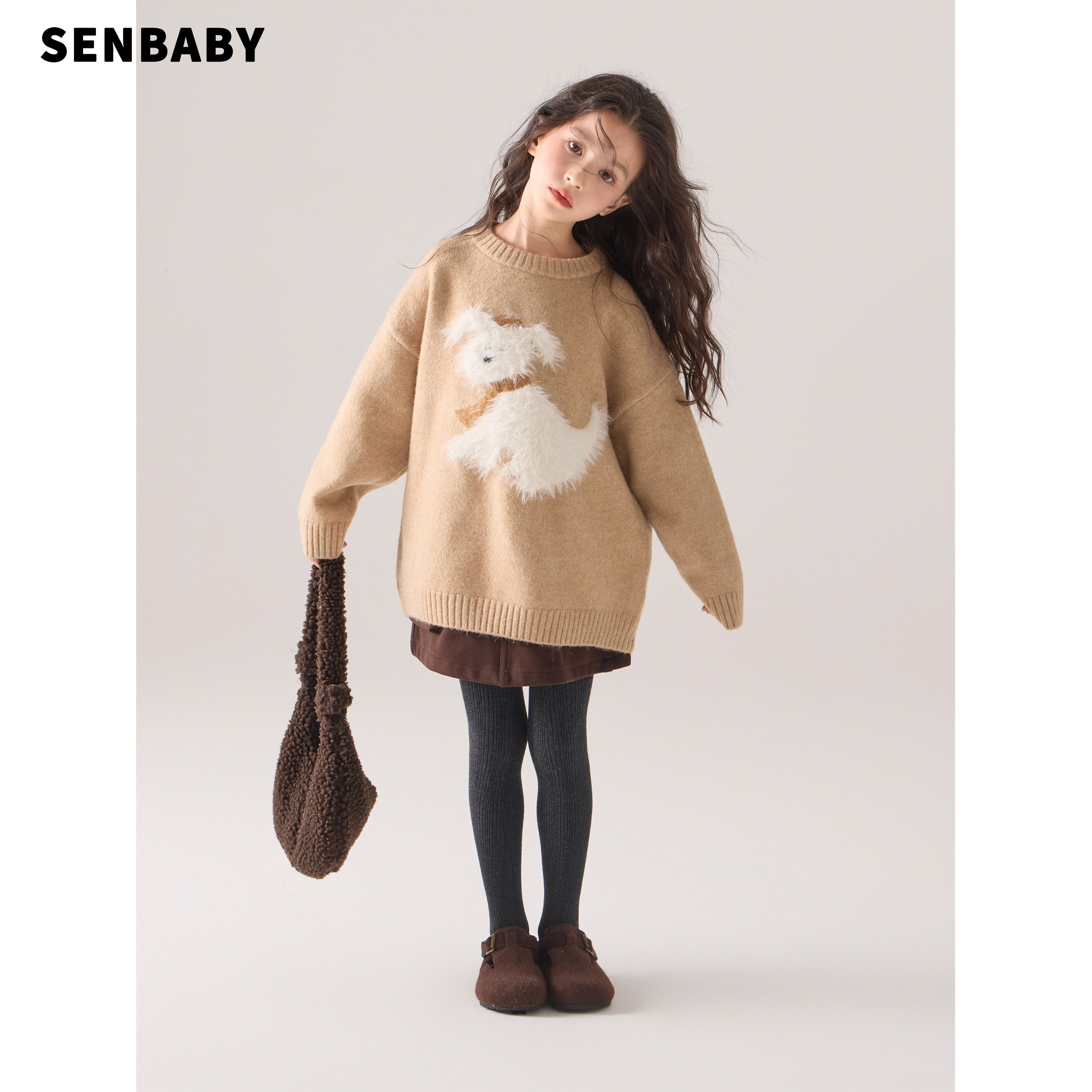 senbaby童装女童长袖针织衫上衣2025冬新款儿童可爱立体小狗毛衣,童装/婴儿装/亲子装,毛衣/针织衫,淘宝优惠券,粉丝福利购,淘宝优惠卷