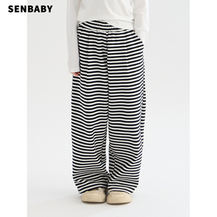 松紧腰春季 女童长裤 senbaby童装 儿童日常百搭休闲直筒裤 现货
