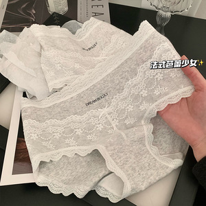 法式优雅名媛风芭蕾少女7A抑菌纯棉蕾丝透气全棉裆中腰三角内裤女