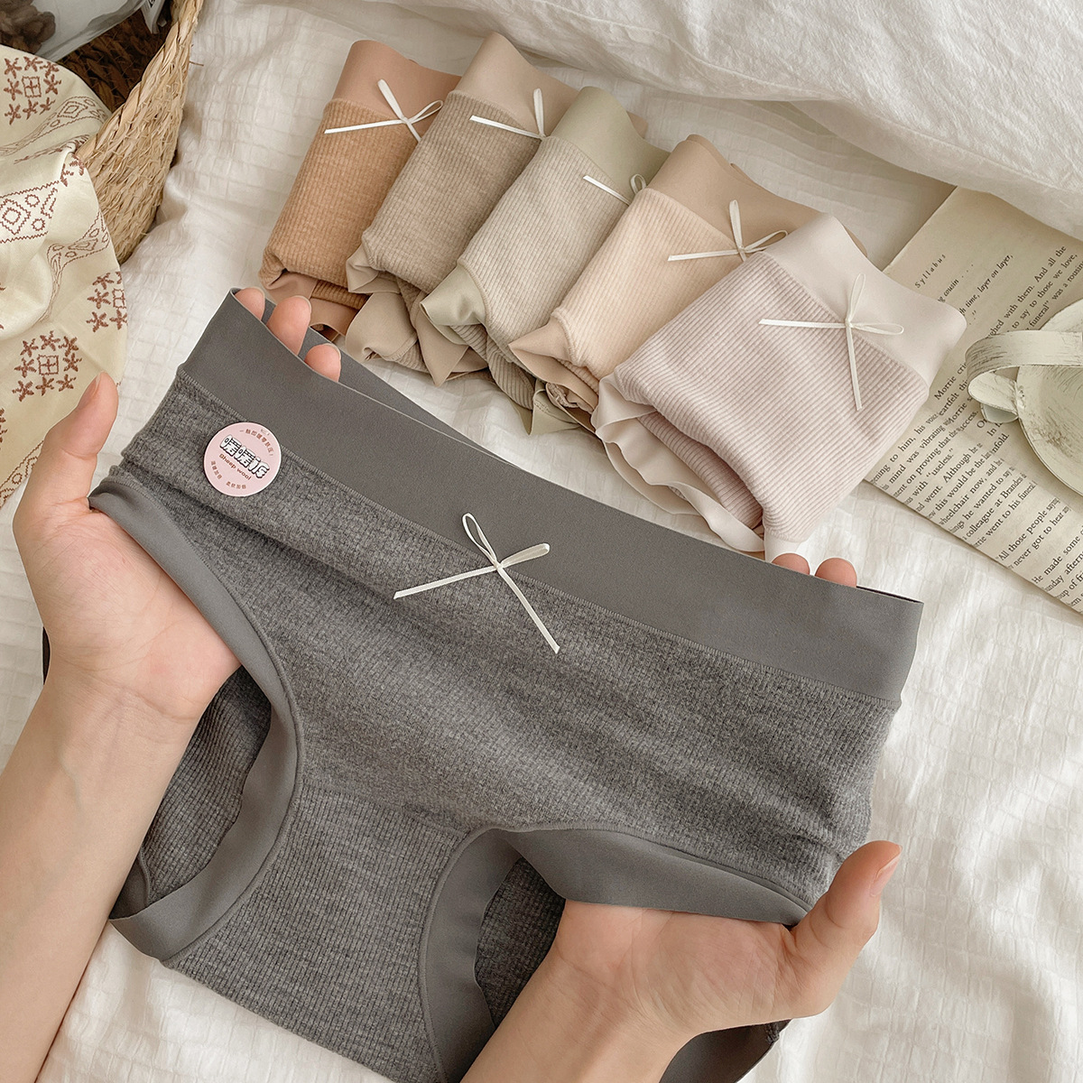 羊绒感磨毛秋冬暖暖内裤高弹中腰