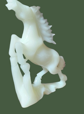 OTHER天然白玉马生肖马玄关家居客厅办公室礼物工艺品摆件大号